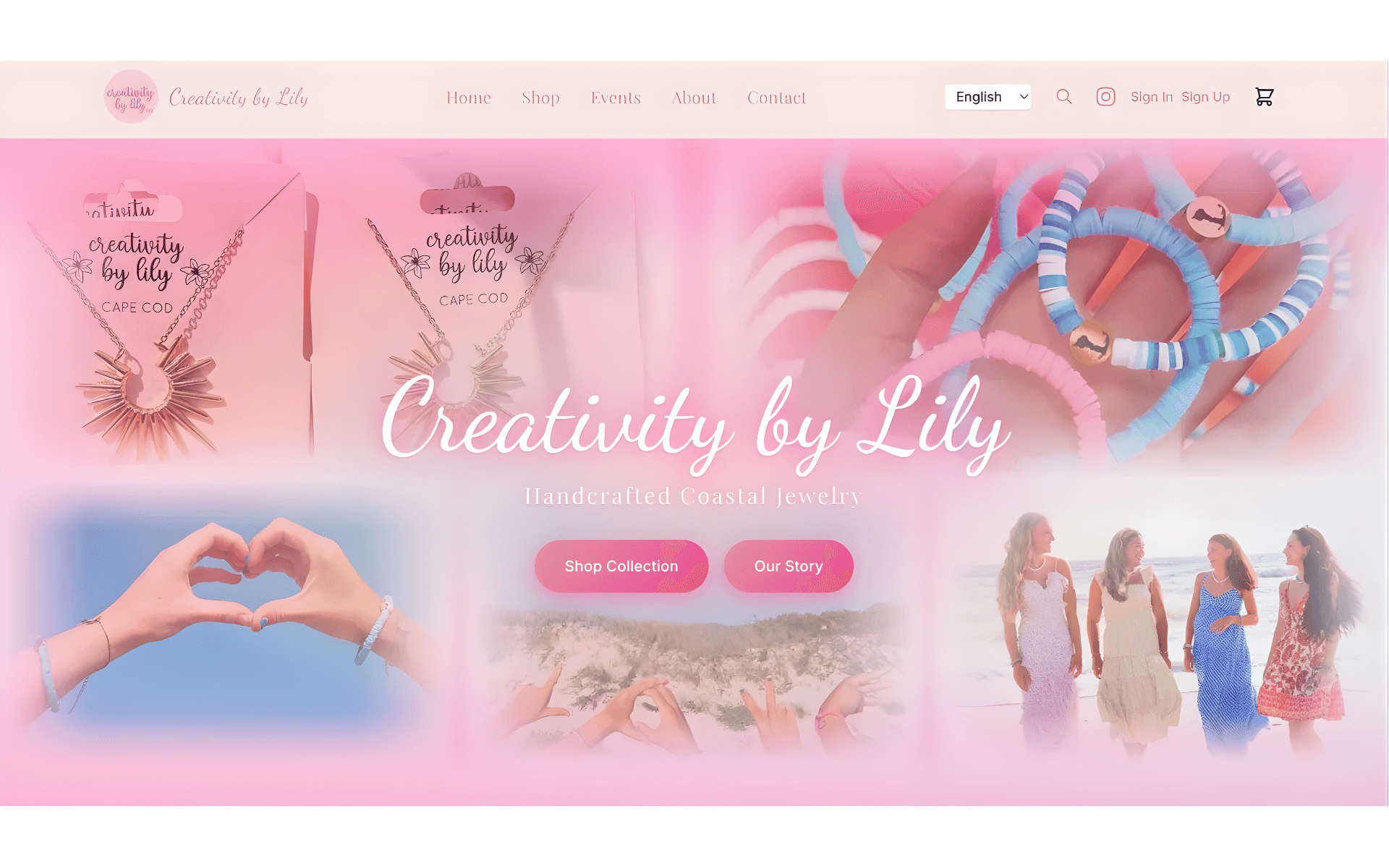 Creativity by Lily storefront homepage