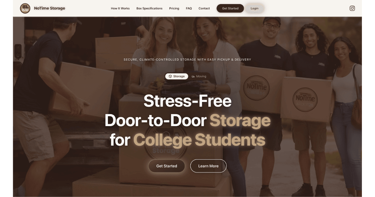 NoTime Storage homepage